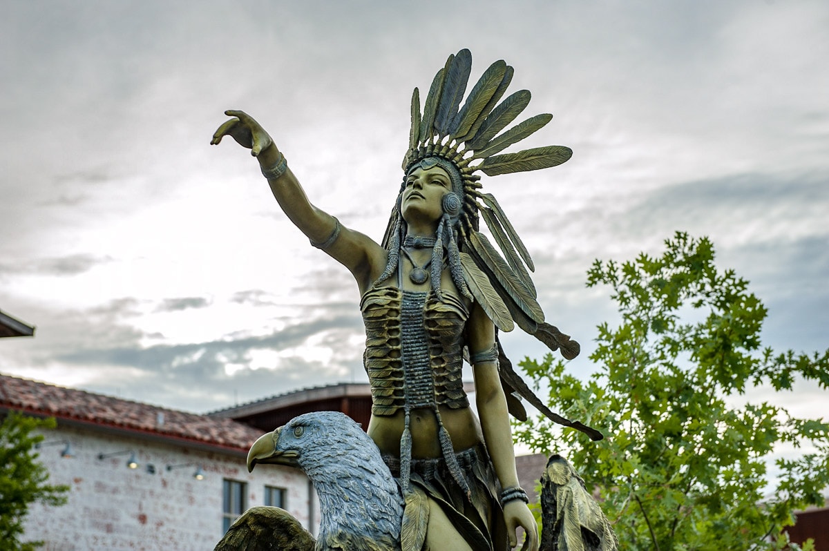 Native american statue sunset — Karl Duncan Photography